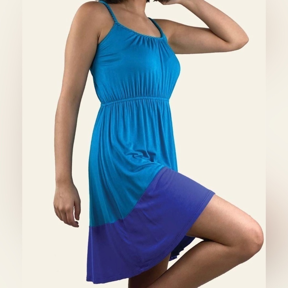 Women’s Color Block Blue Purple Sun Dress Size S